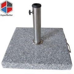Base weight: 28kgs Material for rope: Stainless steel Style: Side handle and bottom roller Material for base: Natural stone Product description:28kgs square granite stone parasol base